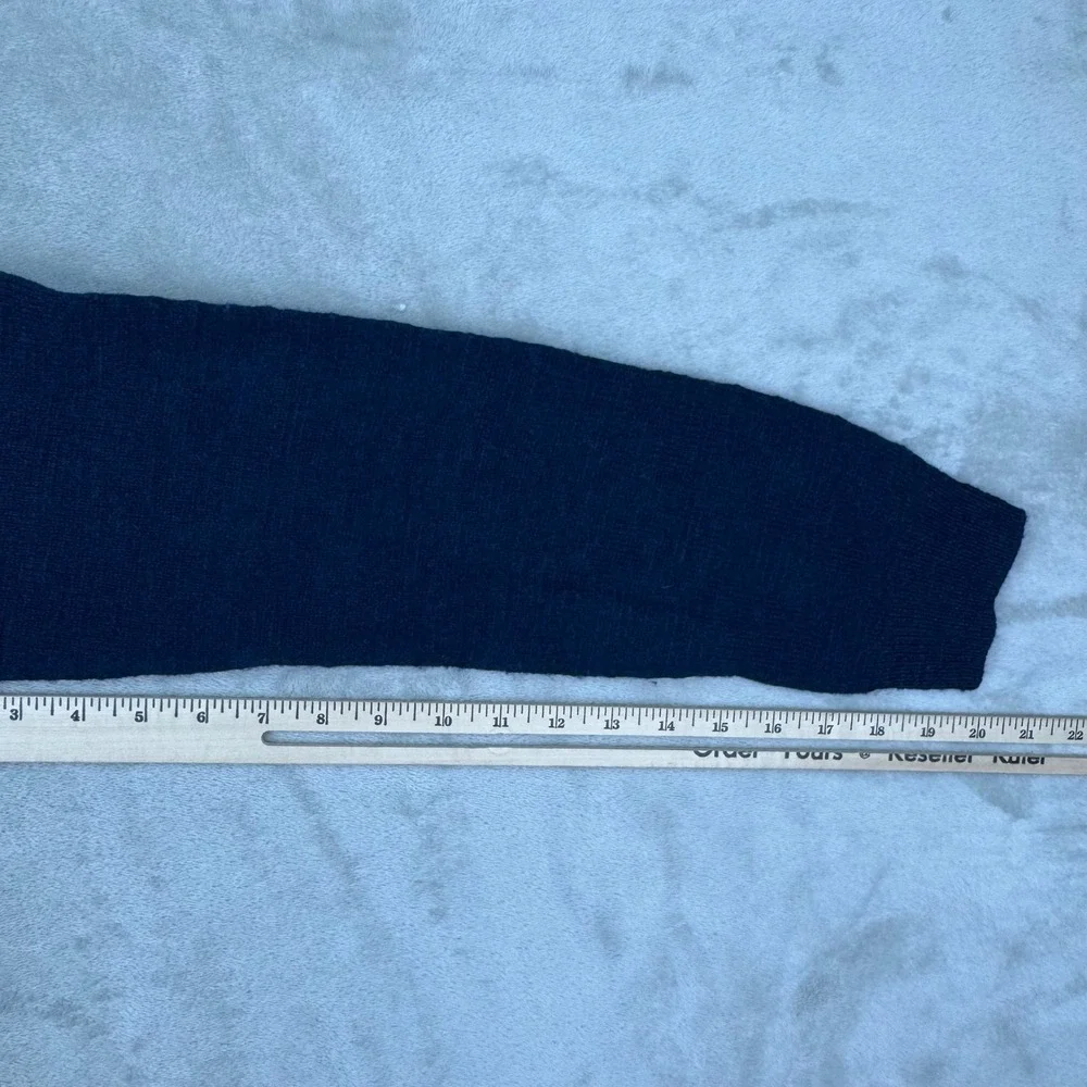 J. Crew Slate Blue Wool Cardigan with Brown Elbow Patches